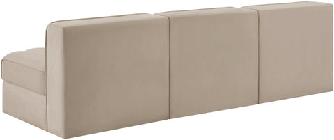 Talia Beige Velvet Performance Fabric Upholstered Sofa, 3-Piece