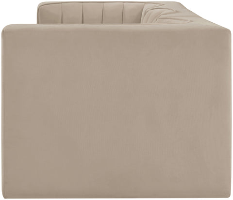 Talia Beige Velvet Performance Fabric Upholstered Sofa, 3-Piece (Style 2)