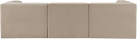 Talia Beige Velvet Performance Fabric Upholstered Sofa, 3-Piece (Style 2)