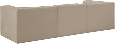 Talia Beige Velvet Performance Fabric Upholstered Sofa, 3-Piece (Style 2)
