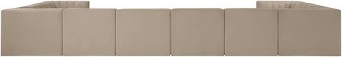 Talia Beige Velvet Performance Fabric Upholstered Sectional, 10-Piece