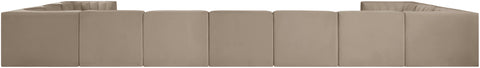 Talia Beige Velvet Performance Fabric Upholstered Sectional, 11-Piece