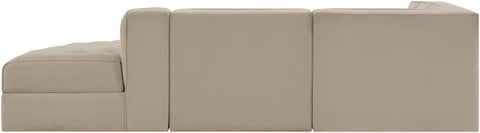 Talia Beige Velvet Performance Fabric Upholstered Sectional, 3-Piece