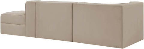 Talia Beige Velvet Performance Fabric Upholstered Sectional, 3-Piece