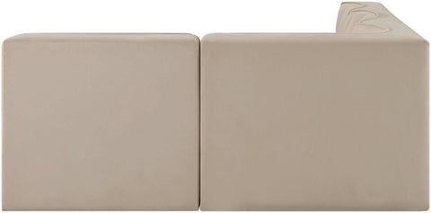 Talia Beige Velvet Performance Fabric Upholstered Sectional, 4-Piece