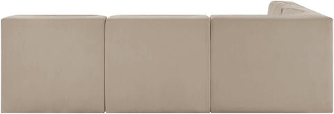Talia Beige Velvet Performance Fabric Upholstered Sectional, 4-Piece