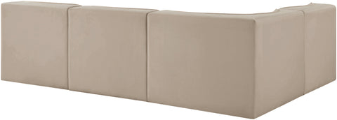 Talia Beige Velvet Performance Fabric Upholstered Sectional, 4-Piece