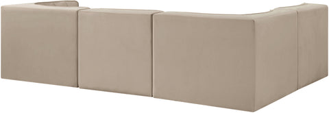 Talia Beige Velvet Performance Fabric Upholstered Sectional, 4-Piece (Style 2)