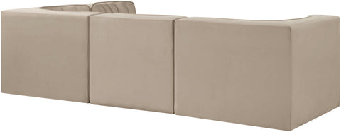 Talia Beige Velvet Performance Fabric Upholstered Sectional, 4-Piece (Style 2)