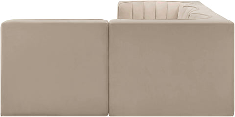 Talia Beige Velvet Performance Fabric Upholstered Sectional, 4-Piece (Style 2)
