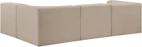 Talia Beige Velvet Performance Fabric Upholstered Sectional, 4-Piece (Style 2)