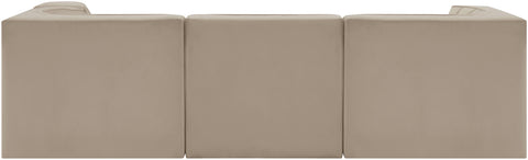 Talia Beige Velvet Performance Fabric Upholstered Sectional, 4-Piece (Style 3)