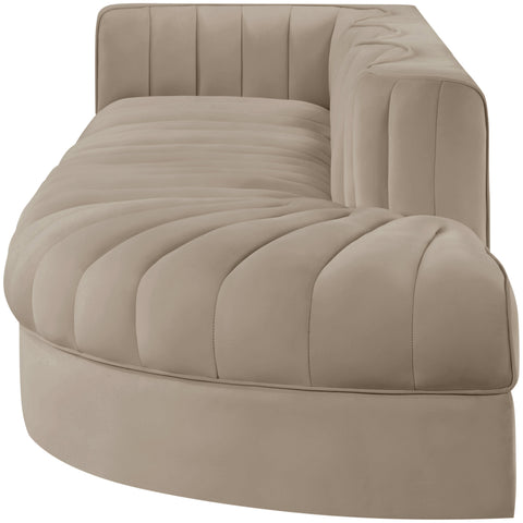 Talia Beige Velvet Performance Fabric Upholstered Sectional, 4-Piece (Style 4)
