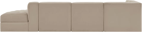 Talia Beige Velvet Performance Fabric Upholstered Sectional, 4-Piece (Style 4)