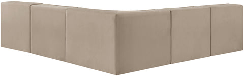 Talia Beige Velvet Performance Fabric Upholstered Sectional, 5-Piece