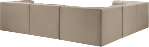 Talia Beige Velvet Performance Fabric Upholstered Sectional, 5-Piece (Style 2)