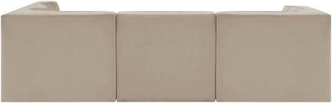 Talia Beige Velvet Performance Fabric Upholstered Sectional, 5-Piece (Style 3)