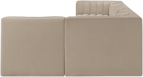 Talia Beige Velvet Performance Fabric Upholstered Sectional, 5-Piece (Style 5)