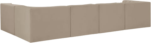 Talia Beige Velvet Performance Fabric Upholstered Sectional, 5-Piece (Style 5)