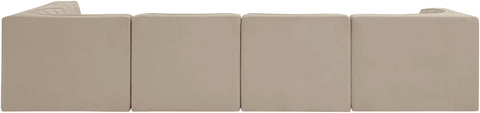 Talia Beige Velvet Performance Fabric Upholstered Sectional, 5-Piece (Style 5)