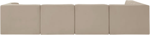 Talia Beige Velvet Performance Fabric Upholstered Sectional, 5-Piece (Style 5)