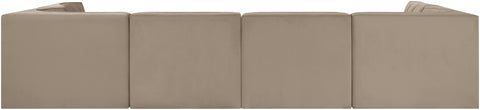 Talia Beige Velvet Performance Fabric Upholstered Sectional, 6-Piece