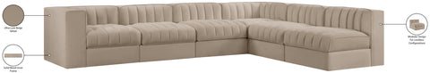 Talia Beige Velvet Performance Fabric Upholstered Sectional, 6-Piece (Style 2)