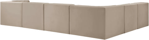 Talia Beige Velvet Performance Fabric Upholstered Sectional, 6-Piece (Style 2)