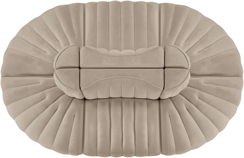 Talia Beige Velvet Performance Fabric Upholstered Sectional, 6-Piece (Style 3)