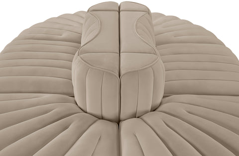 Talia Beige Velvet Performance Fabric Upholstered Sectional, 6-Piece (Style 3)