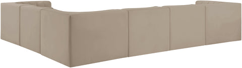 Talia Beige Velvet Performance Fabric Upholstered Sectional, 6-Piece (Style 4)