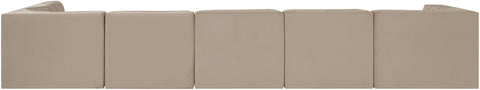 Talia Beige Velvet Performance Fabric Upholstered Sectional, 6-Piece (Style 5)