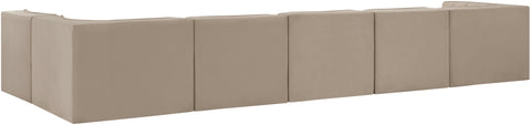 Talia Beige Velvet Performance Fabric Upholstered Sectional, 6-Piece (Style 5)