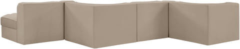 Talia Beige Velvet Performance Fabric Upholstered Sectional, 6-Piece (Style 6)