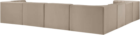 Talia Beige Velvet Performance Fabric Upholstered Sectional, 7-Piece