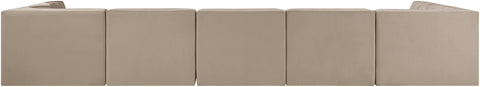 Talia Beige Velvet Performance Fabric Upholstered Sectional, 7-Piece (Style 2)