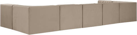 Talia Beige Velvet Performance Fabric Upholstered Sectional, 7-Piece (Style 2)