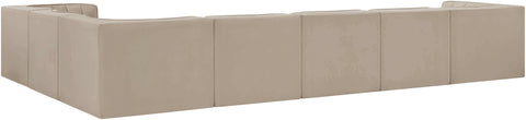 Talia Beige Velvet Performance Fabric Upholstered Sectional, 7-Piece (Style 3)