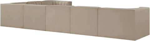 Talia Beige Velvet Performance Fabric Upholstered Sectional, 7-Piece (Style 3)