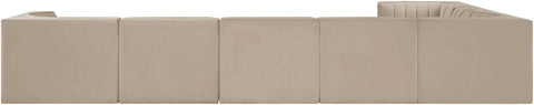 Talia Beige Velvet Performance Fabric Upholstered Sectional, 7-Piece (Style 3)