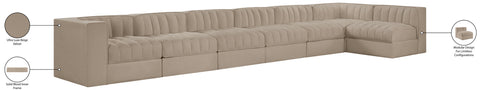 Talia Beige Velvet Performance Fabric Upholstered Sectional, 7-Piece (Style 4)