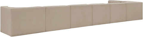 Talia Beige Velvet Performance Fabric Upholstered Sectional, 7-Piece (Style 4)