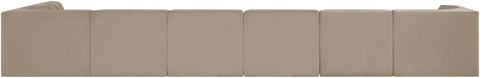 Talia Beige Velvet Performance Fabric Upholstered Sectional, 7-Piece (Style 4)