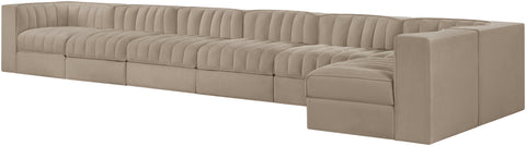 Talia Beige Velvet Performance Fabric Upholstered Sectional, 7-Piece (Style 4)