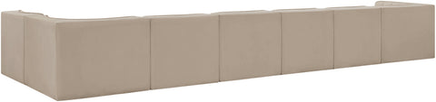 Talia Beige Velvet Performance Fabric Upholstered Sectional, 7-Piece (Style 4)