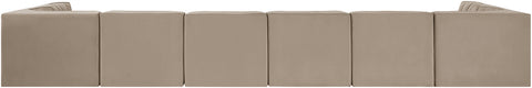 Talia Beige Velvet Performance Fabric Upholstered Sectional, 8-Piece