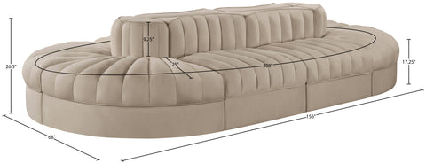 Talia Beige Velvet Performance Fabric Upholstered Sectional, 8-Piece (Style 2)