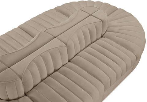 Talia Beige Velvet Performance Fabric Upholstered Sectional, 8-Piece (Style 2)