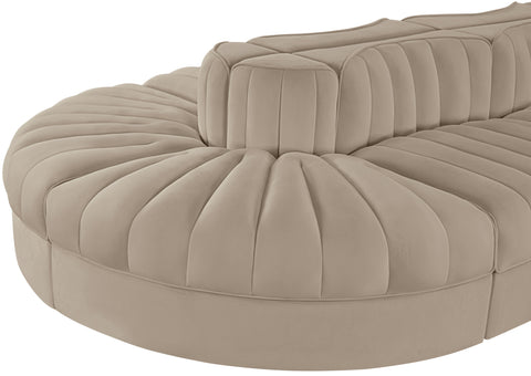 Talia Beige Velvet Performance Fabric Upholstered Sectional, 8-Piece (Style 2)