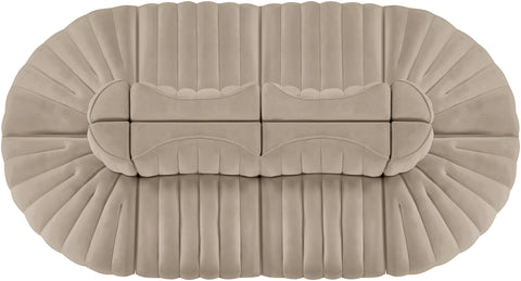 Talia Beige Velvet Performance Fabric Upholstered Sectional, 8-Piece (Style 2)